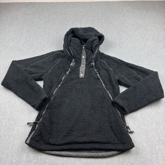 Kuhl Jackets & Blazers - Kuhl Jacket Womens‎ XS Black Flight Pullover Sherpa Fleece Hooded Snap Button